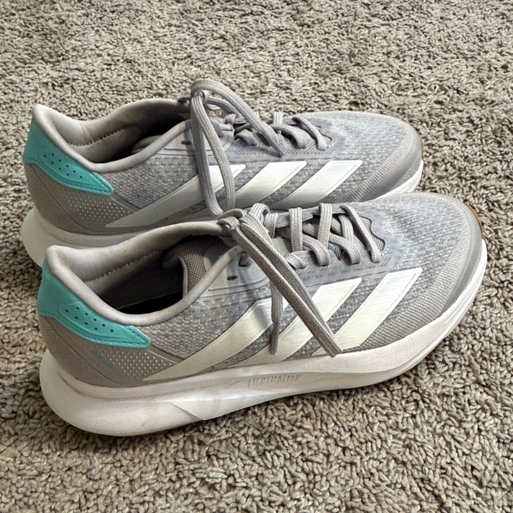 Adidas Women's Gray and Aqua Sneakers
